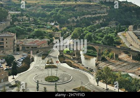 Vecchio ponte di Manresa nella provincia di Bages di Barcellona, Catalogna, Spagna Foto Stock