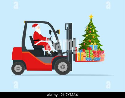 Babbo Natale in Red Forklift Illustrazione Vettoriale