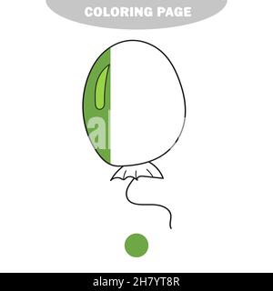 Semplice pagina da colorare. Bollatura semplice disegno per colorare illustrazione vettoriale libro. Immagine a metà vernice con campioni di colore Illustrazione Vettoriale