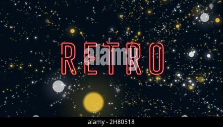 Immagine del testo retrò su punti luminosi Foto Stock