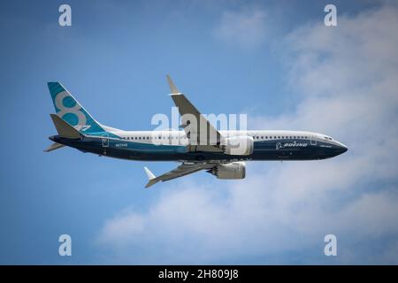 Boeing 737, Farnborough International Airshow 2016 Foto Stock