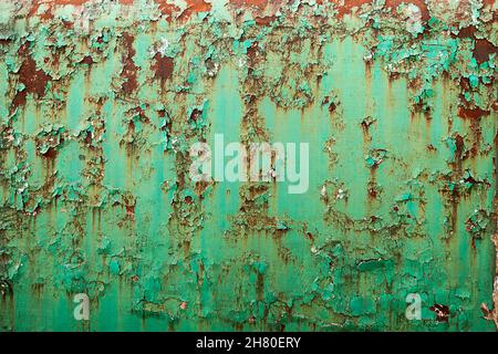 Ruggine e tessuto verde di lamiera d'acciaio per sfondo Foto Stock