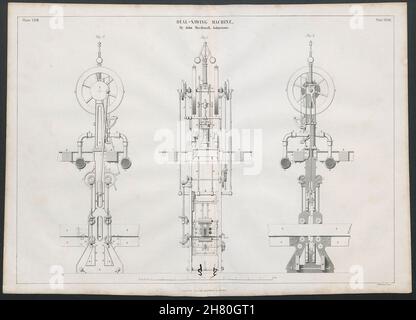 VICTORIAN ENGINEERING DRAWING Deal-macchina segatrice. John Macdowall Johnstone 1847 Foto Stock