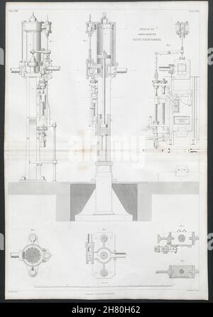 DISEGNO DI INGEGNERIA VITTORIANA James Nasmyth's brevetto martello a vapore dettagli 1847 Foto Stock