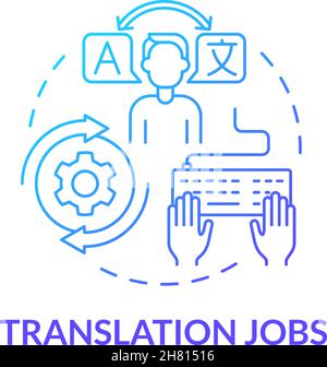 Icona del concetto di gradiente blu per i lavori di traduzione Illustrazione Vettoriale