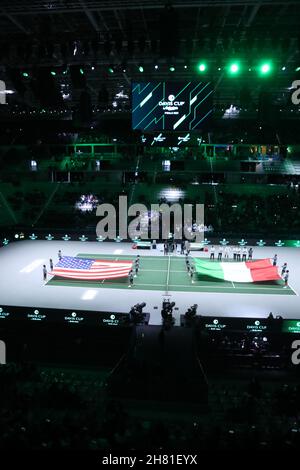 Torino, Italia. 26 novembre 2021. Visualizza all'interno della Pala Alpitour durante la partita del gruppo e della Coppa Davis tra Stati Uniti e Italia a Pala Alpitour il 26 novembre 2021 a Torino. Credit: Marco Canoniero/Alamy Live News Foto Stock