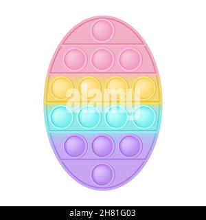 Popit figura ovale come un giocattolo in silicone alla moda per i fedgets. Giocattolo antistress addictive in colori pastello arcobaleno. Ansia bolla che sviluppa i giocattoli di schiocco esso Illustrazione Vettoriale