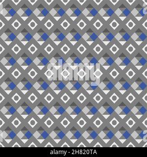 Concetto astratto motivo geometrico monocromatico vettoriale, colore blu e grigio. Illustrazione Vettoriale