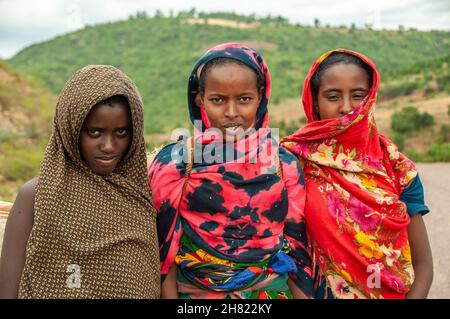 Tre ragazze musulmane dall'Etiopia Foto Stock