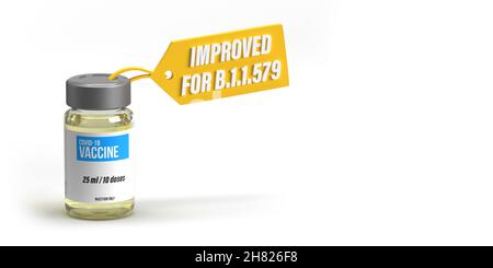 Ultime notizie: Scoppio della nuova variante B.1.1.529-COVID-19. CHE ha classificato il nuovo virus mutato come variante Omicron. Illustrazione con rendering 3D Foto Stock