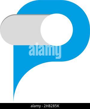 P monogramma. Logo P. Riproduci il monogramma della chat. Riproduci il simbolo come la lettera fumetto. Con l'icona di commutazione. Vettore Illustrazione Vettoriale
