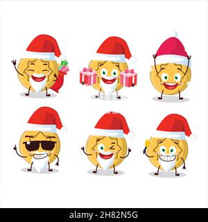 Emoticon di Babbo Natale con il personaggio cartoon di fiori di dolciumi dalgona. Illustrazione vettoriale Illustrazione Vettoriale