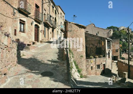 Centro storico di Mura nella regione di Bages, provincia di Barcellona, Catalogna, Spagna Foto Stock