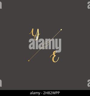 YE iniziali lettera alfabeto acquerello logo marchio collezione set, modello di logotipo femminile in elegante stile artistico. Design femminile con logo di lusso Illustrazione Vettoriale