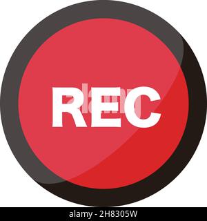 Pulsante di registrazione utilizzato per la registrazione e la registrazione. Design lucido. Illustrazione Vettoriale
