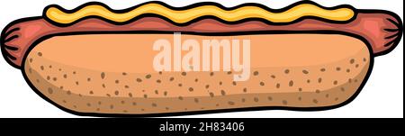 Hot dog dipinto, illustrazione vettoriale Illustrazione Vettoriale