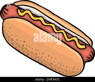 Hot dog dipinto, illustrazione vettoriale Illustrazione Vettoriale