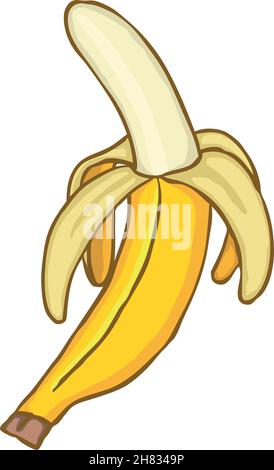 Banana sbucciata dipinta, illustrazione vettoriale Illustrazione Vettoriale