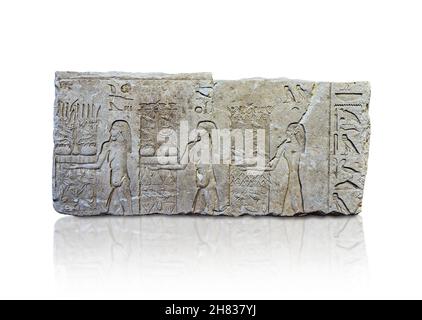 Antico tempio di API egiziane pannello di rilievo, 1290-1224 AC, 19th Dynasty, Serapeum saqqara Kunsthistorisches Muesum Vienna COME 5081/2, dalla regola di Ra Foto Stock