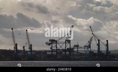 Porto di Tyne bacino facilità vicino South Shields, South Tyneside, Inghilterra Foto Stock