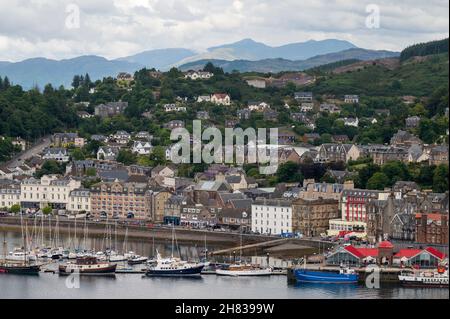 Vista di Oban da Pulpit Hill, Argyll e Bute, Scozia Foto Stock