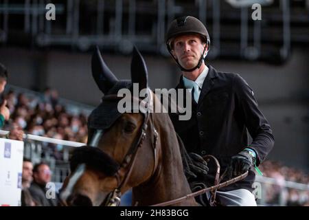 Madrid, Spagna. 26 novembre 2021. Durante il CSI 5*-W 155 cm Ciudad de Madrid Trofeo alla settimana del Cavallo Ifema di Madrid celebrata a Madrid. 26 novembre 2021 (Foto di Juan Carlos García Mate/Pacific Press/Sipa USA) Credit: Sipa USA/Alamy Live News Foto Stock