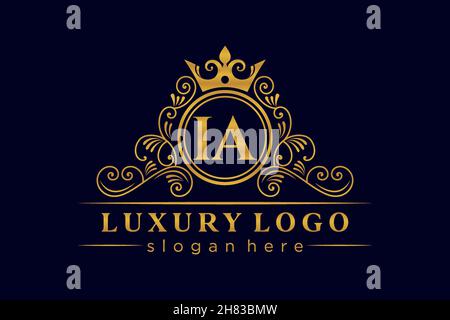 IA Initial Letter Oro calligrafico femminile floreale a mano disegnato araldico monogramma antico vintage stile lusso logo design Premium Illustrazione Vettoriale