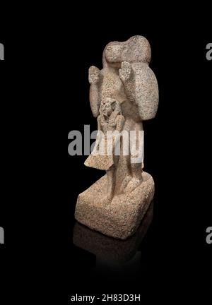 Antica statua egizia di un babbuino e faraone, dal 1549 al 1292 a.C., 18esima dinastia, Kunsthistorisches Muesum Vienna inv AS 5782. Granito, altezza 130 cm. Foto Stock