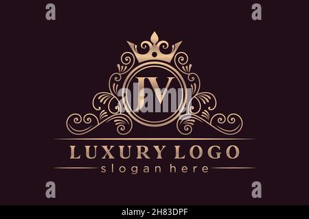 JV Initial Letter Oro calligrafico femminile floreale a mano disegnato araldico monogramma antico vintage stile lusso logo design Premium Illustrazione Vettoriale