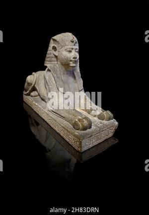 Antica statua della sfinge egiziana di Wah-ib-re, 360 a.C., 30° dinastia, Kunsthistorisches Muesum inv Vienna AS 76. Calcare. Questa sfinge era originariamente Foto Stock