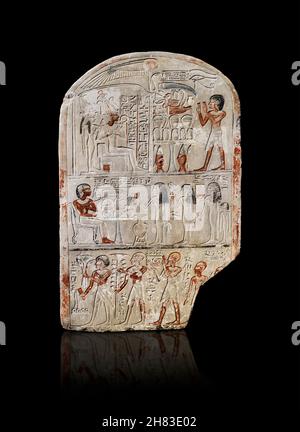 Antica stele egiziana di Kia, 1454-1410 a.C., XVIII dinastia, regno di Amenhotep II, Abydos. Kunsthistorisches Muesum Vienna AS 83. Calcare dipinto, H Foto Stock