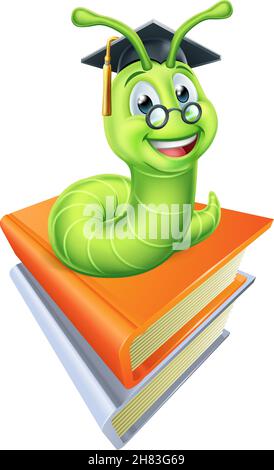 Cartone animato Caterpillar Book Worm Illustrazione Vettoriale