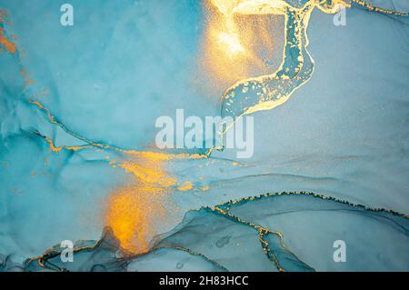 Elegante liquido astratto. Inchiostro alcolico su tela. Foto Stock