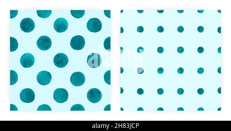 Vettore acquerello Polka. Trama a punti senza giunture. Blu irregolare Confetti. Color pastello Polka. Spot d'arte retrò. Illustrazione Vettoriale