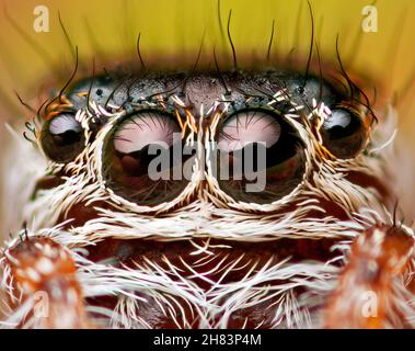 Ritratto di Evarca arcuata femmina saltando ragno ritratto Foto Stock