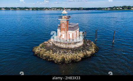 Stepping Stone Light, Long Island Sound, New York Foto Stock