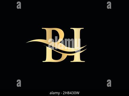 Disegno iniziale del logo BI con lettera collegata. Moderna lettera BI logo design vettore con moderno trendy Illustrazione Vettoriale