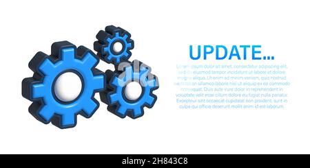 Aggiornamento o aggiornamento del software di sistema. Nuovo aggiornamento banner, badge, simbolo. Illustrazione Foto Stock