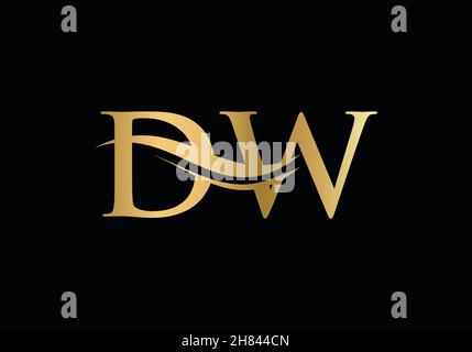 Modello vettoriale iniziale di disegno di marchio di commercio della lettera di DW con trendy minimal e moderno. Illustrazione Vettoriale