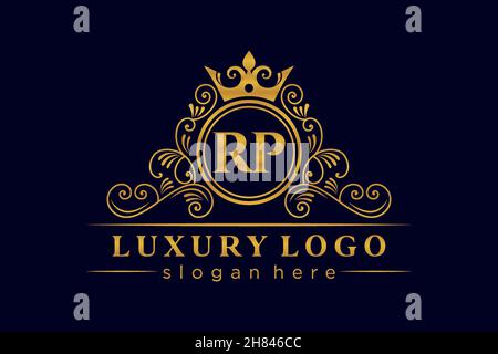 RP Initial Letter Oro calligrafico femminile floreale oraldico oraldico a mano antico stile vintage lussuoso logo design Premium Illustrazione Vettoriale