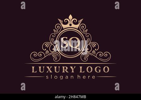 SQ Initial Letter Oro calligrafico femminile floreale a mano araldico monogramma antico vintage stile lusso logo design Premium Illustrazione Vettoriale