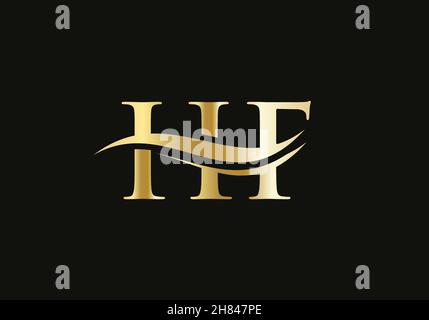 Design moderno con lettera HF e logo Vector. Iniziale lettera collegata logo HF design creativo, minimale e moderno alla moda Illustrazione Vettoriale