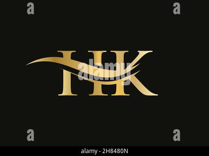 Design moderno con logo HK per l'identità aziendale e aziendale. Lettera HK creativa con concetto di lusso Illustrazione Vettoriale