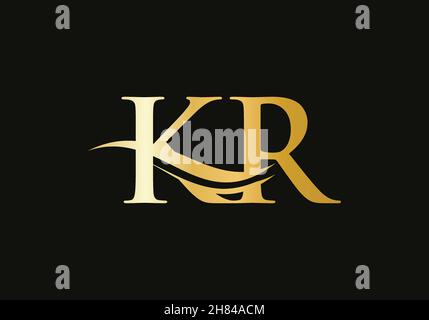 Swoosh Letter KR Logo Design per l'identità aziendale e aziendale. Logo Water Wave KR con un design moderno e alla moda Illustrazione Vettoriale
