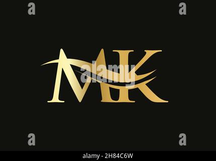 Design moderno con logo MK per l'identità aziendale e aziendale. Lettera MK creativa con concetto di lusso Illustrazione Vettoriale