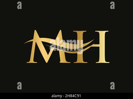 Lettera iniziale del monogramma MH disegno del logo Vector. MH lettera logo design con moderno trendy Illustrazione Vettoriale