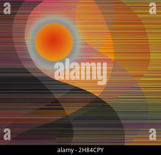 Tramonto astratto o alba. Rendering 3D Foto Stock