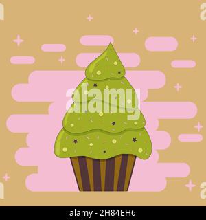 Torta di crema sotto forma di albero di Natale Illustrazione Vettoriale