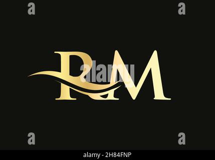 Design Premium Letter RM con logo e concetto Water Wave. RM design con logo lettera e moderno alla moda Illustrazione Vettoriale