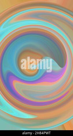 Forma sferica con motivo colorato sfocato astratto. La palla di fuoco astratta in sfocatura. Layout verticale per le storie di Insta Foto Stock